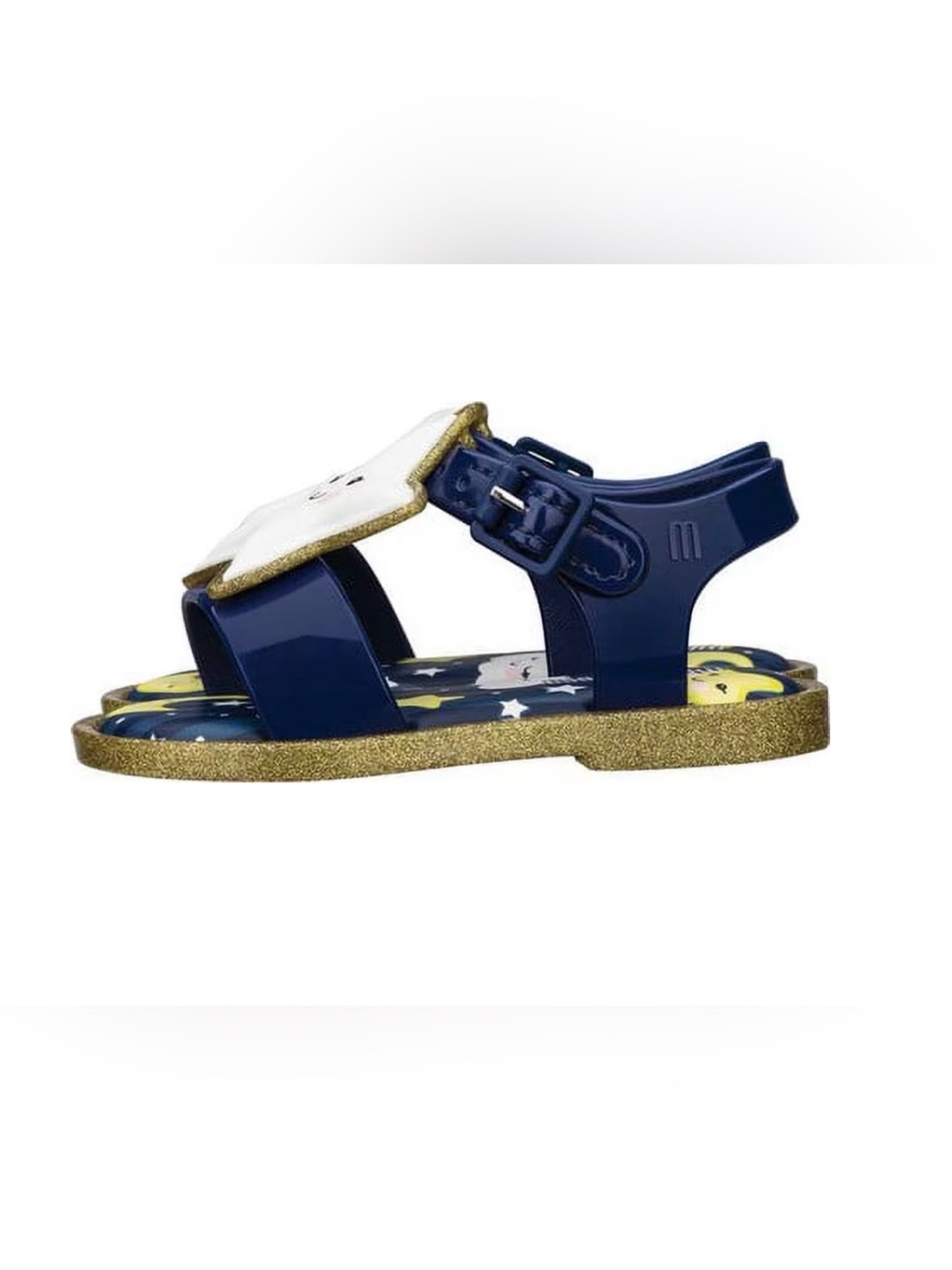 Mini Melissa Kids Navy Moon & Star Jelly Sandals with Gold Glitter Trim New - Picture 3 of 6